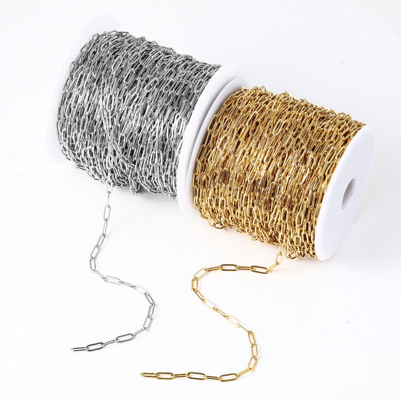 โซ่ไขว้สแตนเลสแบบตีแบนยาว 5 เมตร/แพ็ค สำหรับ DIY เครื่องประดับ อุปกรณ์งานแฮนด์เมด
