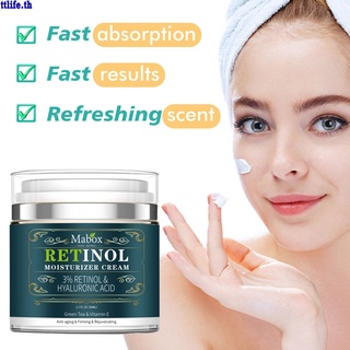 【ANDES】Mabox Retinol Moisturizer Face Cream 3% Retinol Hyaluronic Acid Green Tea Vitamin E Anti Aging Firming Rejuvenating Wrinkles Acne Remove Skin Care 50ml