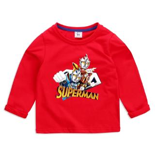 Ultraman เสื้อเด็ก 6 สีอุลตราแมนแขนยาวผ้าฝ้ายการ์ตูนเสื้อยืด (ยินดีต้อนรับขายส่ง)