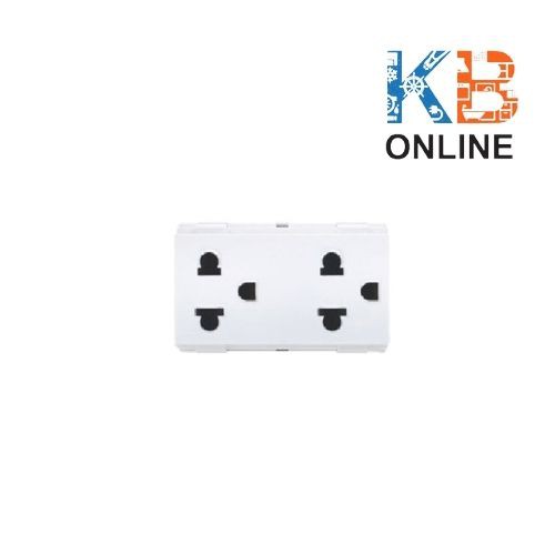 W8416V2 เต้ารับคู่มีกราวด์ 3ขา สีขาว,สีดำ,สีน้ำตาล-HACO