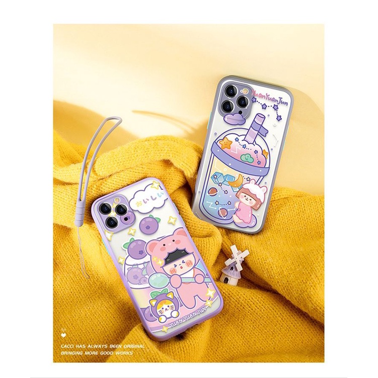 UNGU ผิวรู้สึกกรณีกล้องป้องกันกรณียี่ห้อ Boba Lilac สีม่วง FM13 FM14 FM15 Xiaomin Redmi 8A 10 หมายเห