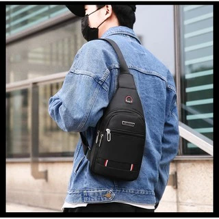 (w67)กระเป๋าคาดอก สะพายข้าง ผ้าoxfordหนา 4ซิป2ระดับ vgetbag