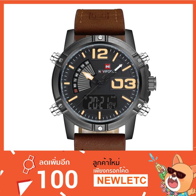 (โค้ด NEWLETC ซื้อครั้งแรกลดเพิ่ม 100 บาท)นาฬิกา Naviforce รุ่น NF9095M สีเหลือง/ดำ/น้ำตาลรับประกันศ