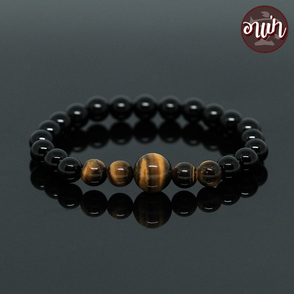 หินนิลดำ Onyx 8 มิล หินไทเกอร์อายส์ Tiger Eye 8 มิล 12 มิล หินแท้ 100% หินมงคล