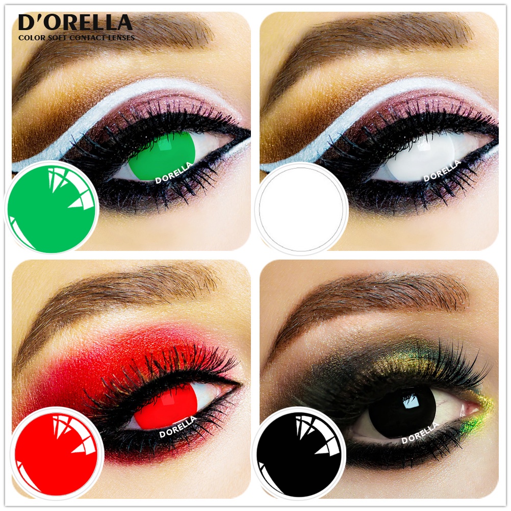 D'orella คอนแทคเลนส์คอสเพลย์ ลายการ์ตูนอนิเมะ สีดํา สีขาว 1 คู่ (2 ชิ้น)