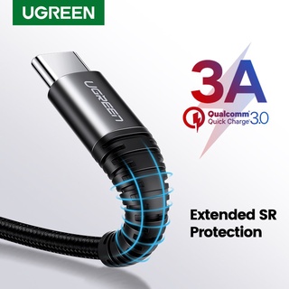 Ugreen 3A สายเคเบิล USB C สําหรับ Samsung S10 S9 Note 9 Xiaomi mi 9 8 สายชาร์จเร็ว Type-C