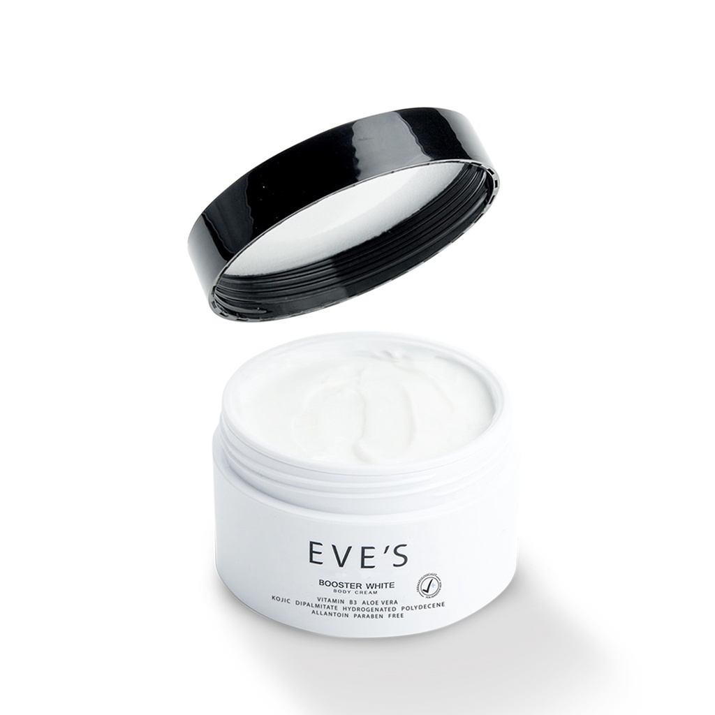 EVES BOOSTER WHITE BODY CREAM บูสเตอร์ ผิวขาวกระจ่างใส ชุ่มชื้น ลดเลือนจุดด่างดำ รอยยุงกัด และผิวแตกลาย