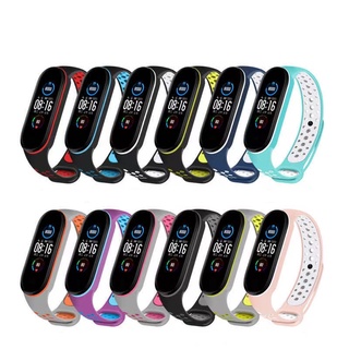 สายรัด Mi Band 5/6/7 สายซิลิโคนสีคู่ Sports Band