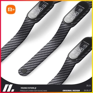 สําหรับ Xiao Mi Band 3/4/6/7/8/9/10 หรูหราเปลี่ยนสายรัด Miband10 Mi Band 9 สายรัดข้อมือคาร์บอนไฟเบอร์นาฬิกาเข็มขัดสร้อยข้อมือสําหรับ Xiaomi 7 6 5 TPU เข็มขัด
