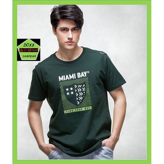 Miami bay เสื้อคอกลม ชาย รุ่น Shield สีเขียวแก่