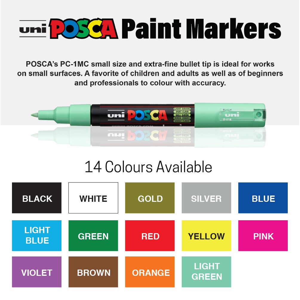 Uni Posca ปากกาเพ้นท์ มาร์กเกอร์ PC-1M - Extra Fine Point (ต่อชิ้น)