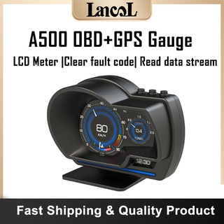 เครื่องสแกนเนอร์ดิจิทัล OBD2 Hud A500 GPS+OBD OBD2 RPM Turbo Engine DTC แบบใส