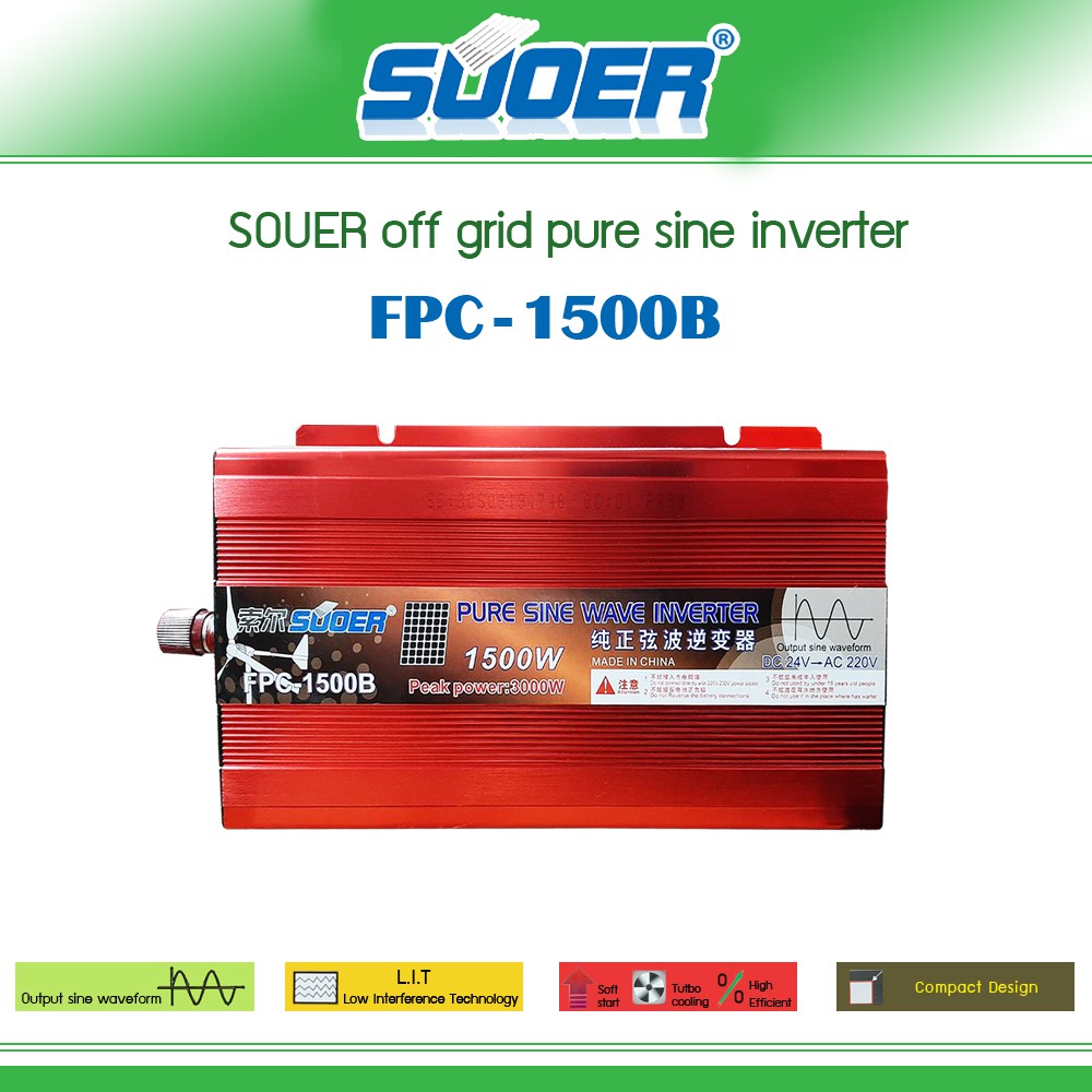 คุณภาพดี อินเวอร์เตอร์ SUOER Off grid pure sine inverter FPC-1500B 1500W 24V ชอบสั่งเลย