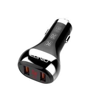 หัวชาร์จในรถยนต์ LDNIO C2 LED Display Dual QO 3.0 Ports Fast Car Charger