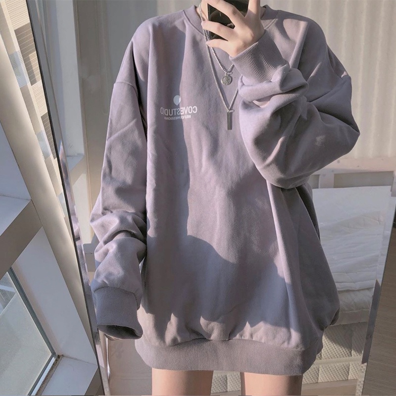 ส่งไวจากไทย SELLDA M-XL เสื้อสเวตเตอร์ ลายพิมพ์ แขนยาว สไตล์เกาหลี โอเวอร์ไซซ์ สำหรับผู้หญิง