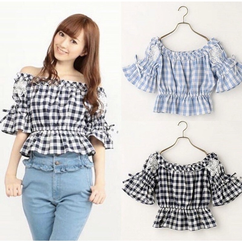 เสื้อ#Lizlisa สีฟ้าขาว