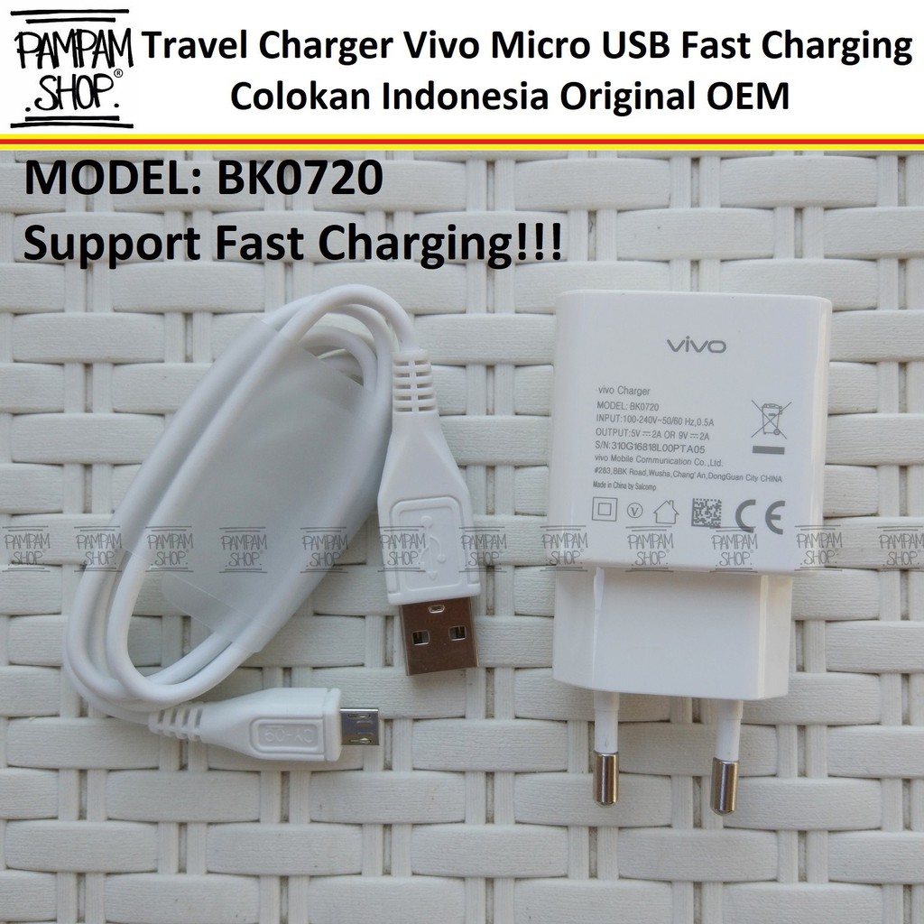 Vivo Fast Charging ปลั๊กชาร์จอินโดนีเซีย BK0720 2A Micro USB Original Casan V5 V5S V7 Y65