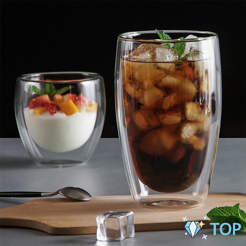 [A665] แก้วกาแฟ สไตล์ ญี่ปุ่น กาน้ำชา ใส Double-layer glass