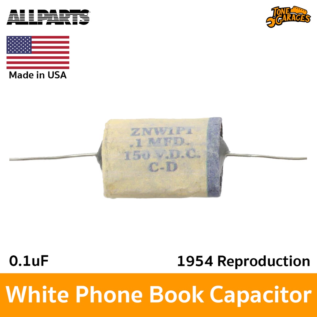 Allparts EP-4361 White 0.1uF Phone Book Capacitor 1954 Reporduction ZNW1P1 คาปาซิเตอร์ Made in USA