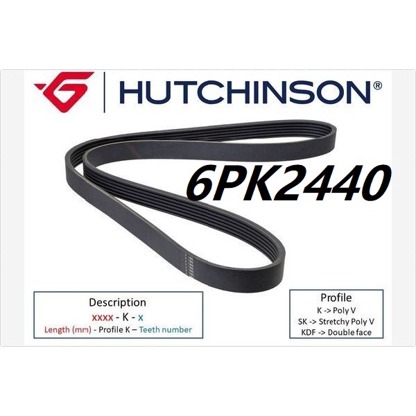 Mercedes Benz HUTCHINSON FAN BELT V BELT S-Class W140 8PK2440 2440K8 0119976492
