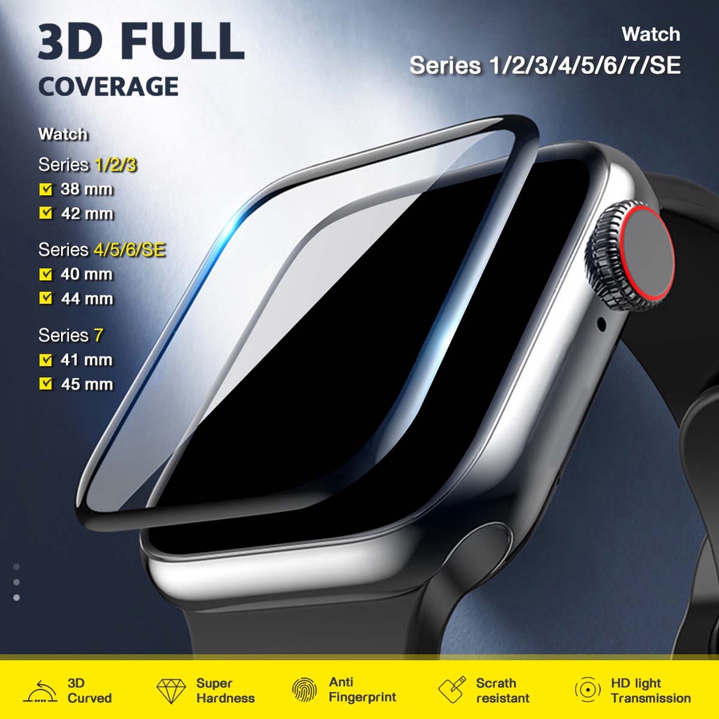 ฟิล์มป้องกันพื้นผิวโค้งแบบฟิล์มอ่อนสำหรับสมาร์ทวอทช์ Compatible for IP Watch Series 1/1/3/4/5/6/7/SE 38MM~44MM New!