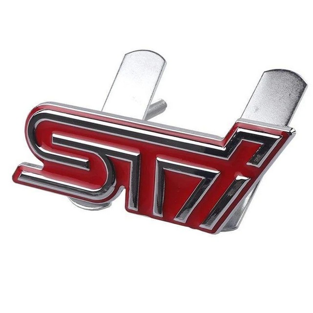 โลโก้ เอสทีไอ แต่งกระจังหน้า ซูบารุ งานโลหะ แดง Red STI Grill Emblem logo 3d car auto  for xv Subaru