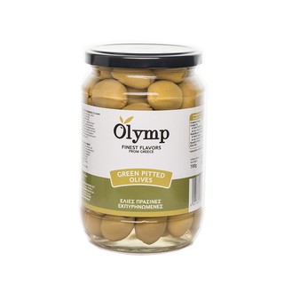 Olymp โอลิม มะกอกเขียวไม่มีเมล็ด ขนาด 700กรัม GREEN PITTED OLIVES