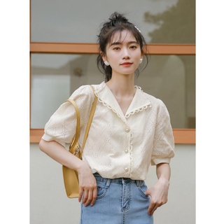 เสื้อเชิ้ตแฟชั่นผู้หญิงแขนสั้น เสื้อทํางานแฟชั้นผู้หญิง เสื้อเชิ้ดแขนพอง เเสื้อแขนสั้นผู้หญิง เสื้อทำงานสวยๆสไตล์เกาหลี