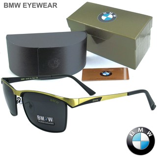 Polarized แว่นกันแดด แฟชั่น รุ่น BMW B 735 C-3 สีทอง เลนส์ดำ แว่นตา ทรงสปอร์ต วัสดุ Stainless (เลนส์โพลาไรซ์)