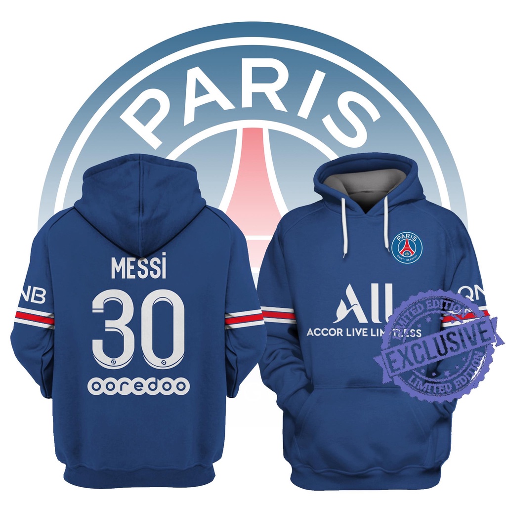 ใหม่ เสื้อกันหนาวแขนยาว มีฮู้ด พิมพ์ลาย Lionel Messi Paris Saint-Germain F.C Soccer Stars PSG แฟชั่นยอดนิยม สําหรับผู้ชาย