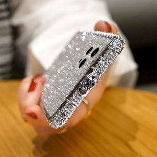 เคส iPhone 13 Pro 12 11 Pro Max 7 + 8Plus SE 2020 XR XS MAX Luxury 6D ปลอกชุบโปร่งใสเคสอ่อนหรูหรา Swarovski เพชรแวววาวคริสตัลกรอบโลหะฝาครอบโทรศัพท์ป้องกัน