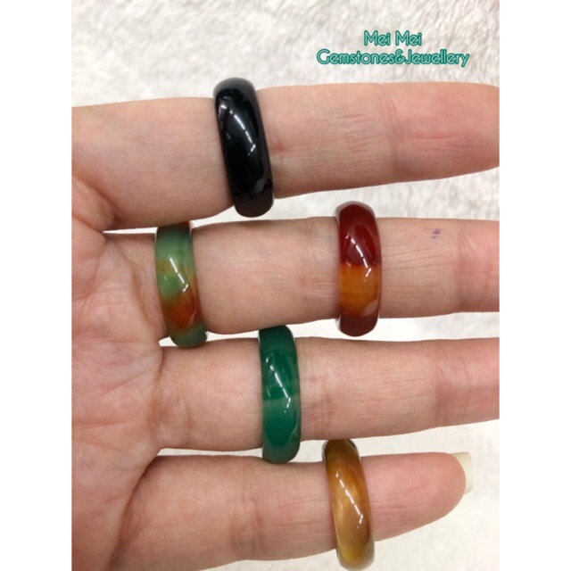 แหวน หินอาเกต(Argate) หินนำโชค หน้ากว่าง6mm