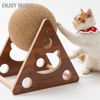 Enjoy Music Cat Scratcher Toy Interactive Wood Natural Sisal Scratching Ball for Cats and Kittens