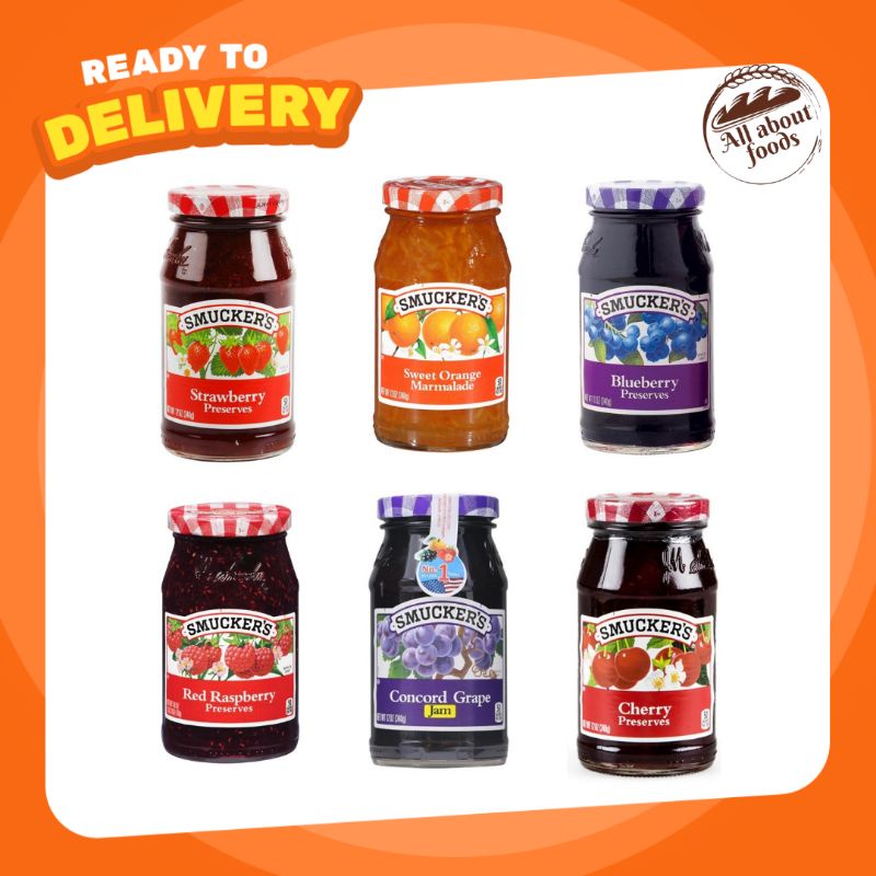 Smucker's Fruit Preserves Jam แยมผลไม้ สมัคเกอร์ส 340 กรัม มีให้เลือก6รสชาติ