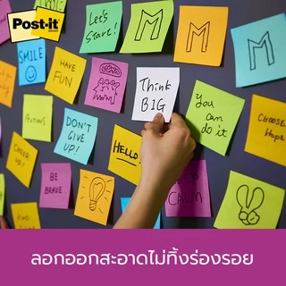 3M™ Post-it® โพสต์-อิท ซูเปอร์สติกกี้โน้ต, 654-5SSAU, 90 แผ่น/เล่ม, 76x76 mm, 5 เล่ม, คละสี