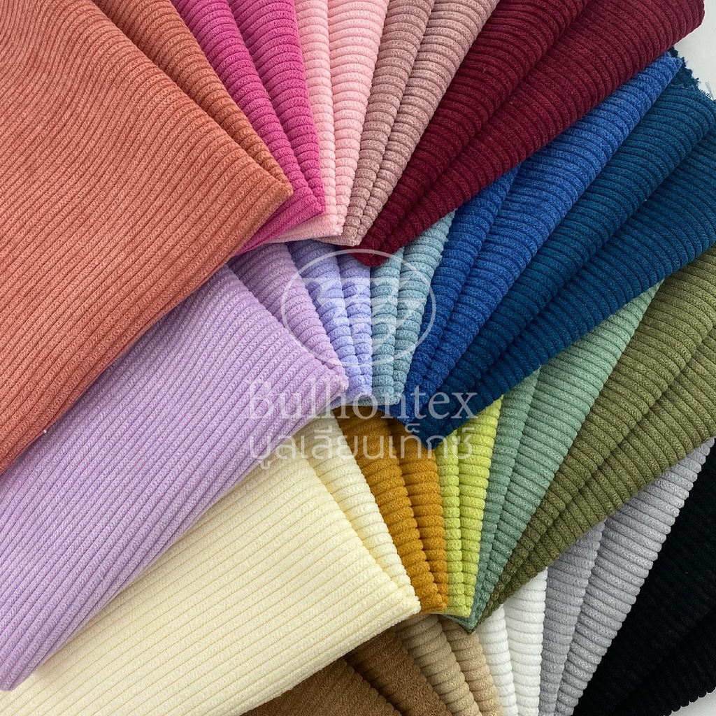 ผ้าลูกฟูกร่องใหญ่ Corduroy Big Groove ผ้าร่องสลับลอนนูน เนื้อดี ตัดกระเป๋า ชุดเซ็ท ขนาด 1 หลา