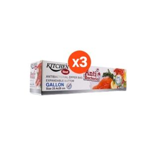 KITCHEN NEAT (คิทเช่น นีท) ถุงซิปแอนตี้แบคทีเรีย รุ่น Gallon (ขนาด 25 ซม. x 30 ซม.) (3 กล่อง)