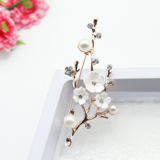 เข็มกลัด Plum Blossom Pins ประดับมุกสไตล์วินเทจสําหรับผู้หญิงงานแต่งงาน