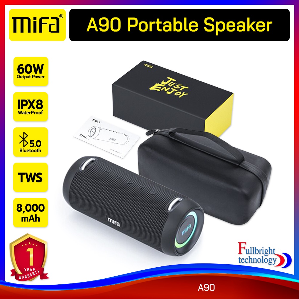 Mifa A90 Bluetooth Speaker ลำโพงบลูทูธ สำหรับปาร์ตี้ กันน้ำกันฝุ่น IPX8 มีเอฟเฟกต์ไฟ LED รับประกันศูนย์ไทย 1 ปี