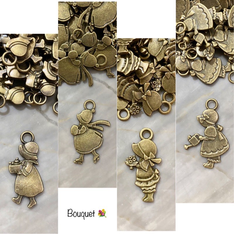 จี้รมดำรูปเด็กผู้หญิง สำหรับห้อยซิป ทำพวงกุญแจ (แพค10 ชิ้น)