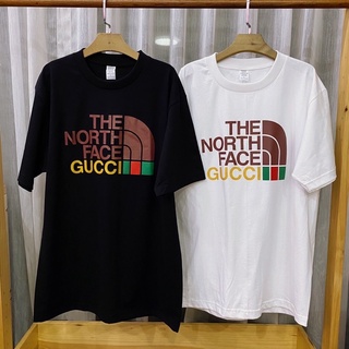 เสื้อยืดอินเทรนด์ผู้ชายอินเทรนด์ผู้หญิงเสื้อยืด กุชชี่ the North FaceS-3XL