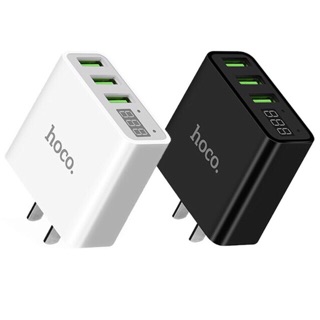 Hoco C15 หัวชาร์จ 3พอร์ต มีหน้าจอ LED บอกความเร็ว กันไฟกระชาก | Adapter 3 Port 3.0A With LED Display ประกัน1ปี hc2