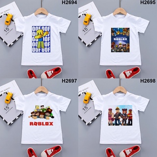 Roblox เสื้อยืดแขนสั้นพิมพ์ลาย Roblox ท็อปส์ฤดูร้อนสําหรับเด็ก