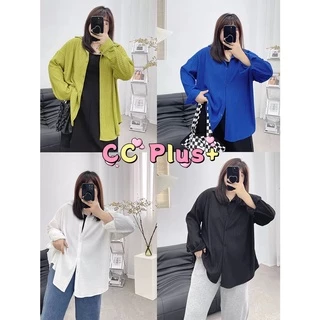 CiCi Plus+(SALE 3028)เสื้อเชิ้ตแขนยาวผ้าร่องเนื้อผ้าดีมากแมทซ์ได้ทุกลุคใส่สบาย เก๋เสื้อผ้าสาวอวบ plus-size