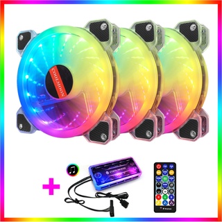 ชุดพัดลม ระบายความร้อน เคส RGB COOLMOON Yupo x3+สายไฟ สินค้าใหม่ ส่งเร็ว ประกัน CPU2DAY