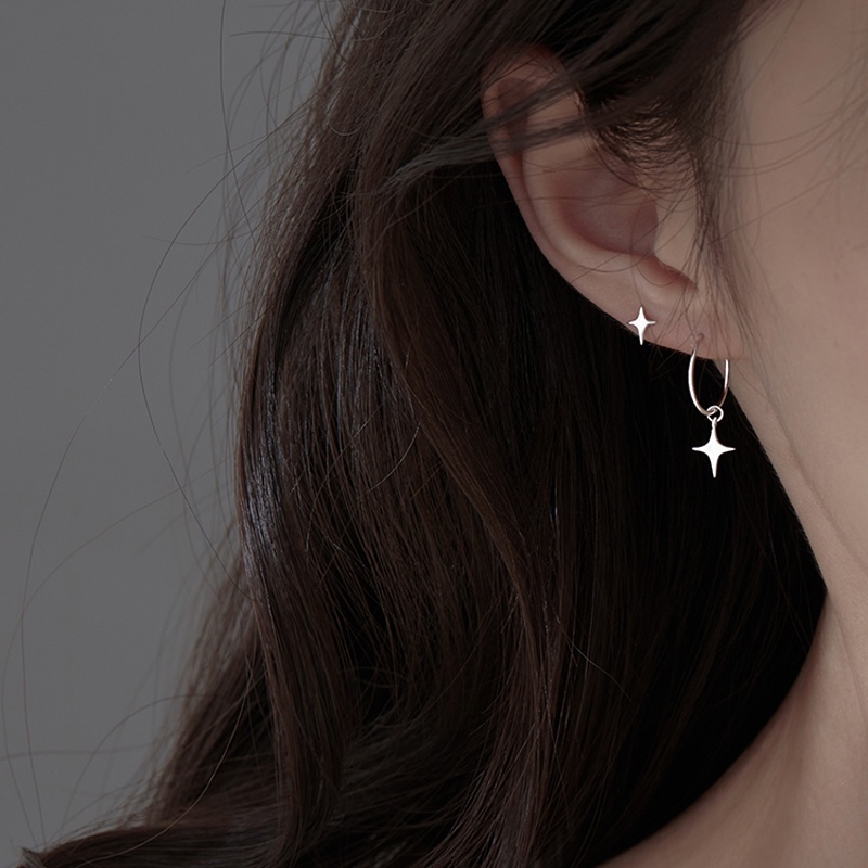 Roselife ต่างหูสตั๊ด รูปดาว ไม่สม่ําเสมอ สีเงิน เครื่องประดับแฟชั่นเกาหลี สําหรับผู้หญิง 1 คู่ - รูปที่ 6