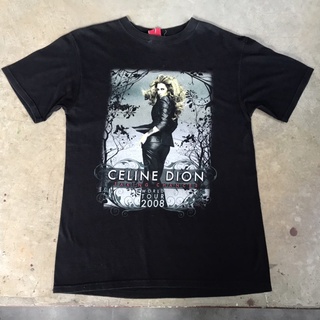 vtg.T-Shirt เสื้อวง CELINE DION TAKING CHANCES WORLD TOUR 2008 ELEMENT MADE IN HONDURAS Sz.M 100% COTTON