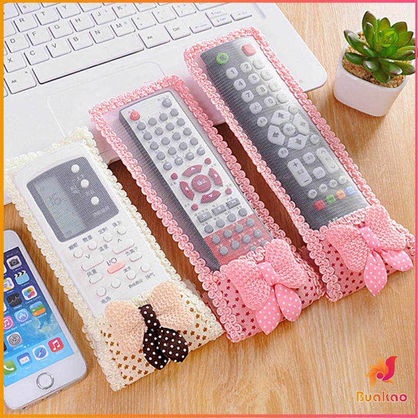 BUAKAO ซองใส่รีโมตคอนโทรล ประดับโบว์ มุ้งมิ้ง น่ารัก Remote control cover
