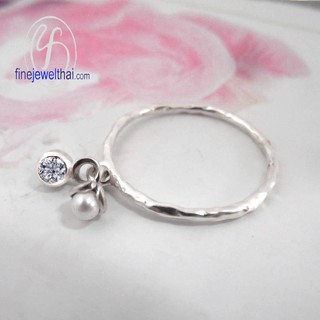 Finejewelthai แหวนมุก มุกน้ำจืดแท้ แหวนเงินแท้/ Ring-Diamond CZ-Silver925-Pearl - R1227pl_cz