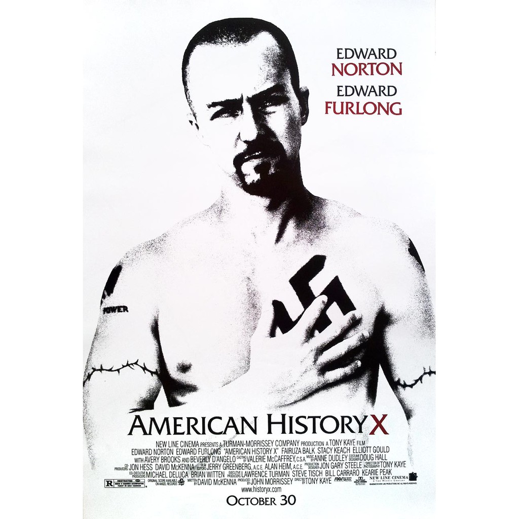 โปสเตอร์ หนัง อเมริกันนอกคอก X American History X 1998 POSTER 24”x35” Inch Edward Norton